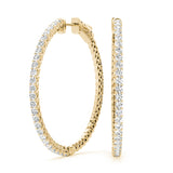 18K Yellow Gold Diamond Inside Out Hoop Earrings