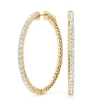 14K Yellow Gold Diamond Inside Out Hoop Earrings
