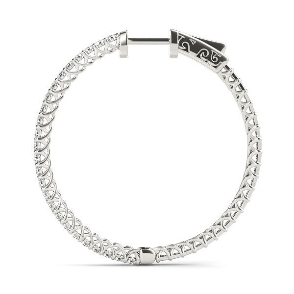 18K White Gold Diamond Inside Out Hoop Earrings