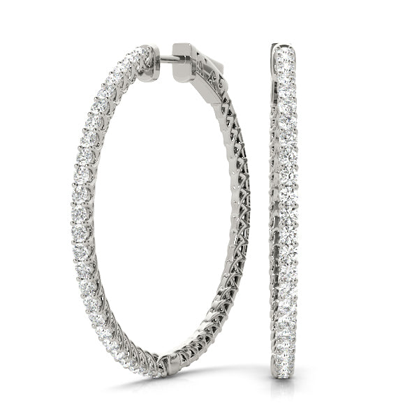 14K White Gold Lab Diamond Inside Out Hoop Earrings