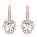 Rose Gold Lab Diamond Halo Earring Pair