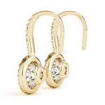 18K Yellow Gold Round Diamond Halo Earrings