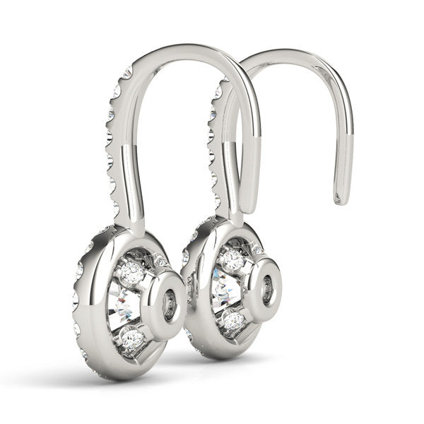 14K White Gold Round Diamond Halo Earrings