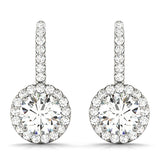 White Platinum Lab Diamond Halo Earring Pair