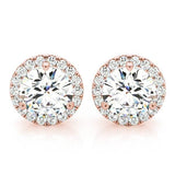 Rose Gold Lab Diamond Halo Earring Pair