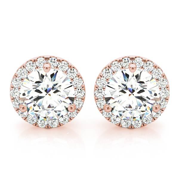 Rose Gold Lab Diamond Halo Earring Pair
