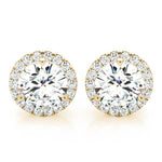 Yellow Gold Lab Diamond Halo Earring Pair