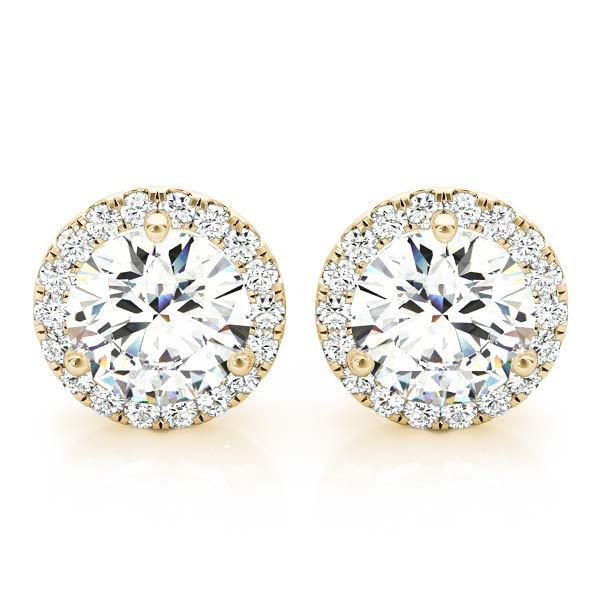 Yellow Gold Lab Diamond Halo Earring Pair