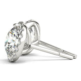 White Gold Round Diamond Halo Earrings - Lab Grown
