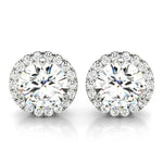 Platinum White Round Diamond Halo Earrings