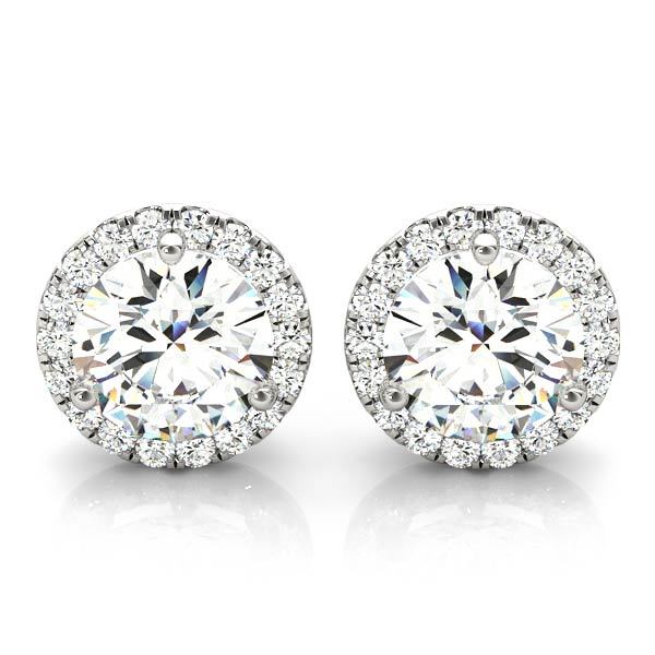 Platinum White Round Diamond Halo Earrings