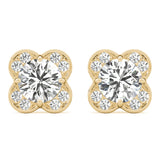 14K Yellow Gold Lab Diamond Halo Earring Set