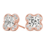 Rose Gold Lab Diamond Halo Earring Set