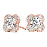 Rose Gold Lab Diamond Halo Earring Set