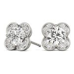 Platinum White Diamond Halo Earrings