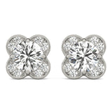 White Gold Lab Diamond Halo Earring Set