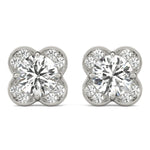 White Gold Lab Diamond Halo Earring Set