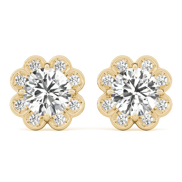 14K Yellow Gold Lab Diamond Halo Earring Set