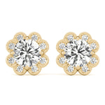18K Yellow Gold Round Lab Diamond Halo Earrings