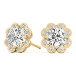 14K Yellow Gold Lab Diamond Halo Earring Set