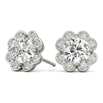 18K White Gold Round Diamond Halo Earrings