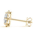 18K Yellow Gold Round Lab Diamond Halo Earrings