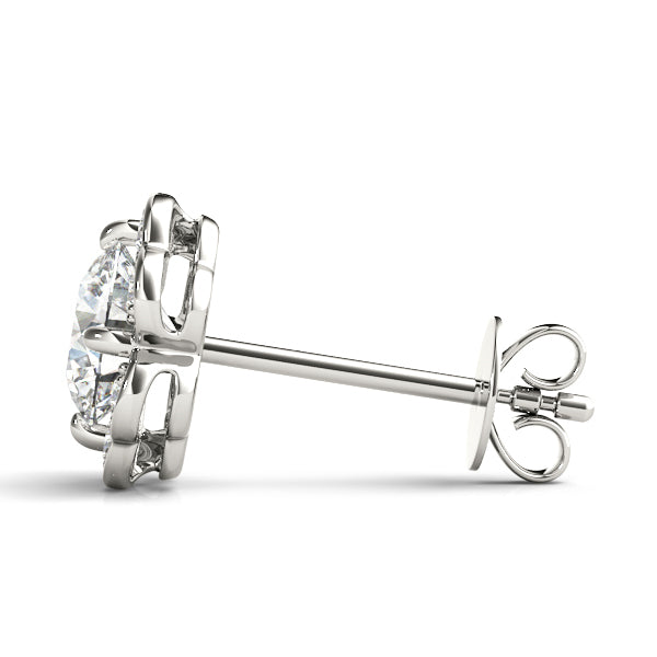 18K White Gold Round Diamond Halo Earrings