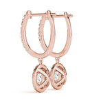 18K Rose Gold Round Diamond Halo Earrings