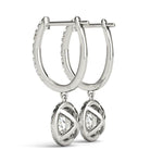 14K White Gold Round Diamond Halo Earrings
