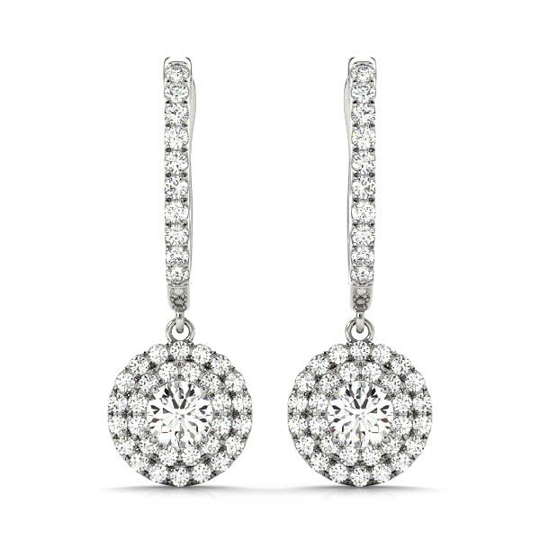 White Gold Lab Diamond Halo Earrings
