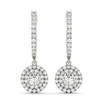 White Platinum Lab Diamond Halo Earring Pair