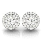18K White Gold Round Diamond Halo Earrings