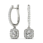 Platinum White Lab Diamond Halo Earrings