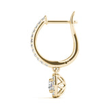 Yellow Gold Round Diamond Halo Earrings - Lab Grown