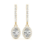 Yellow Gold Lab Diamond Halo Earring Pair