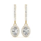 Yellow Gold Lab Diamond Halo Earring Pair