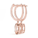Rose Gold Lab Diamond Halo Earring Pair