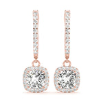 18K Rose Gold Round Diamond Halo Earrings