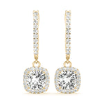 18K Yellow Gold Round Diamond Halo Earrings