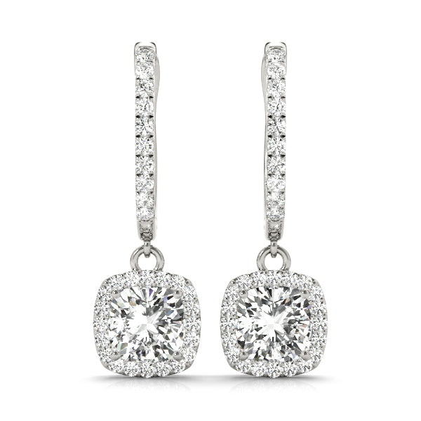Platinum Diamond Halo Earrings - Luxe Lab Grown