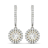 14K Yellow Gold Diamond Halo Earring Pair