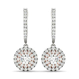 Rose Gold Lab Diamond Halo Earring Pair