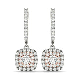 18K Rose Gold Round Diamond Halo Earrings