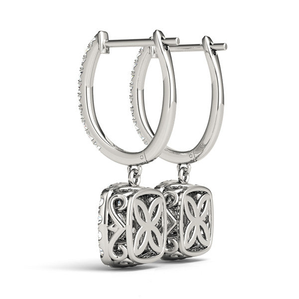 White Gold Lab Diamond Halo Earring Pair