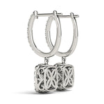 White Platinum Lab Diamond Halo Earring Pair