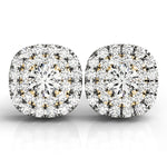 18K Yellow Gold Round Diamond Halo Earrings