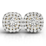 18K Yellow Gold Round Diamond Halo Earrings