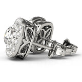 Rose Gold Lab Diamond Halo Earrings