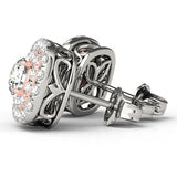 Platinum White Diamond Halo Earrings