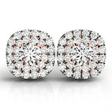 Platinum White Diamond Halo Earrings